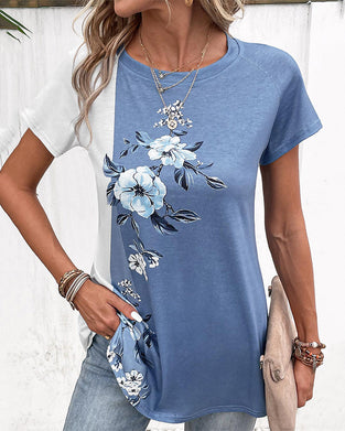 Patchwork t-shirt med blommönster