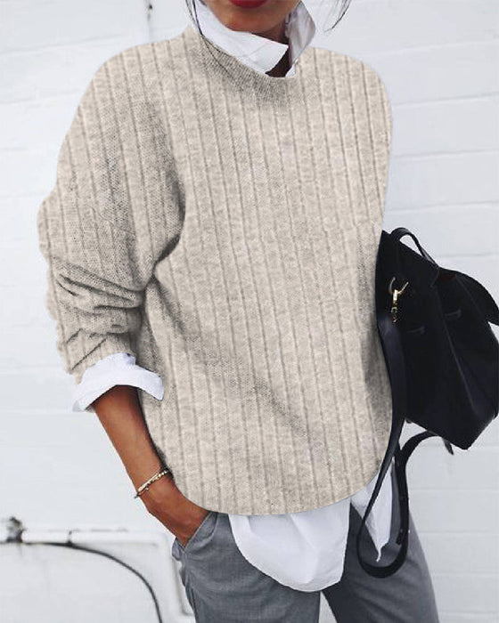 Enfärgade avslappnade långärmade topp