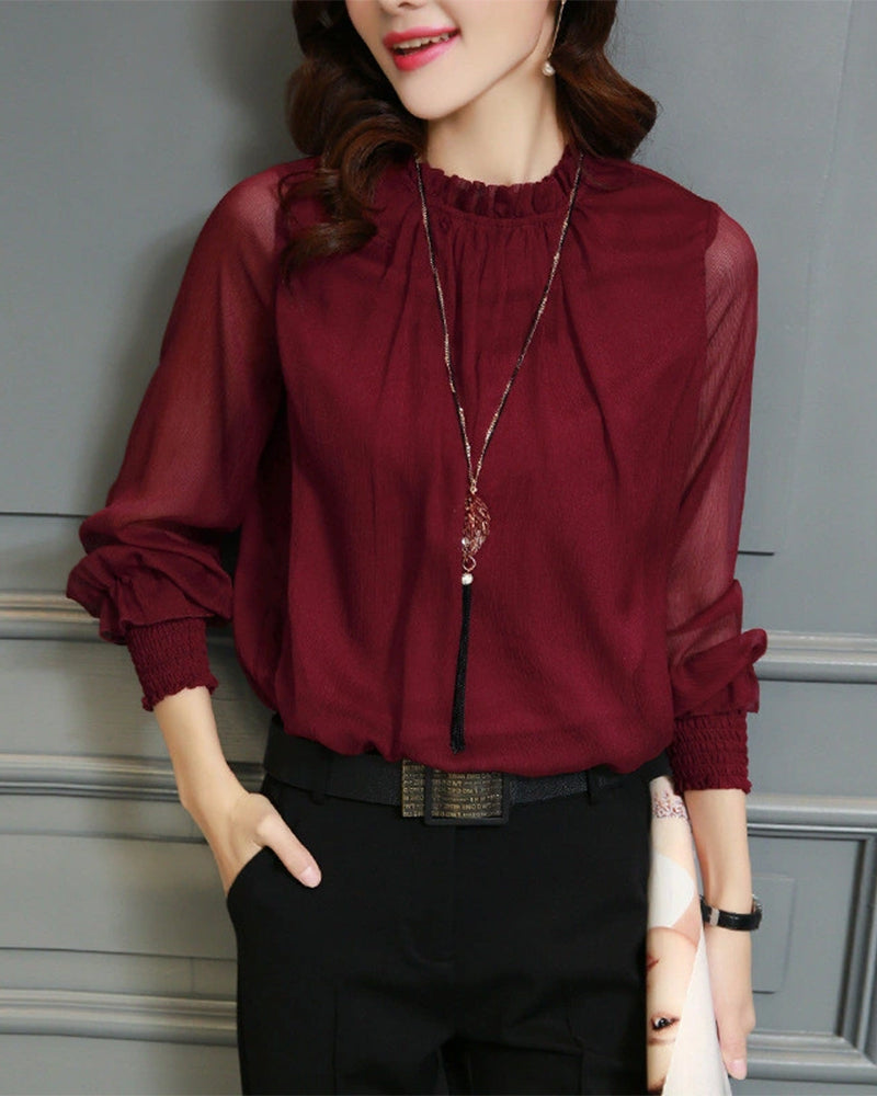 Enfärgad blus med lykthylsa