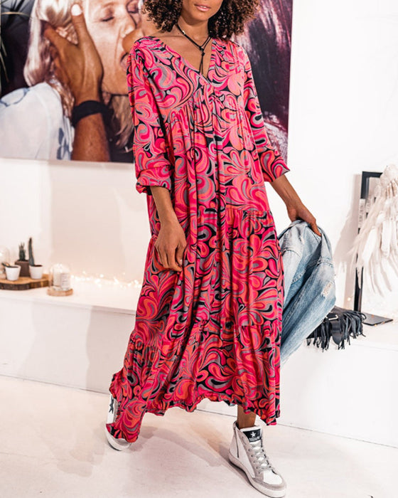 Långärmad klänning med v-ringning