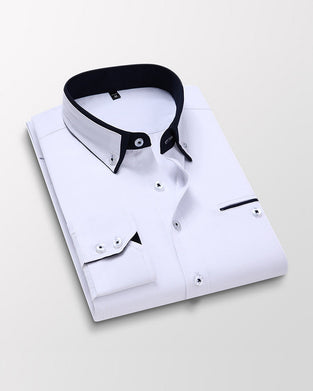 Lapelskjorta med enfärgad