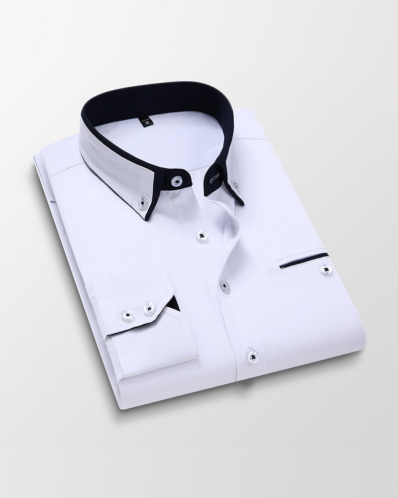 Lapelskjorta med enfärgad