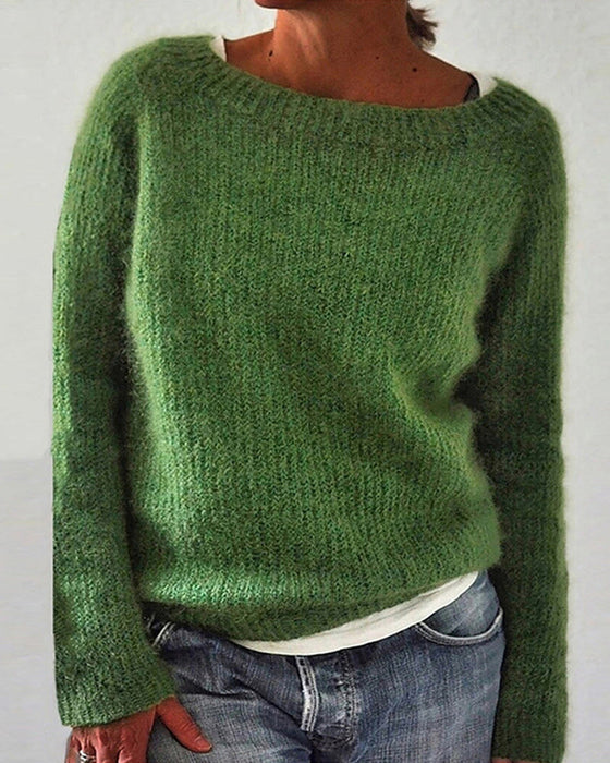 Crew Neck långärmad enfärgad tröja