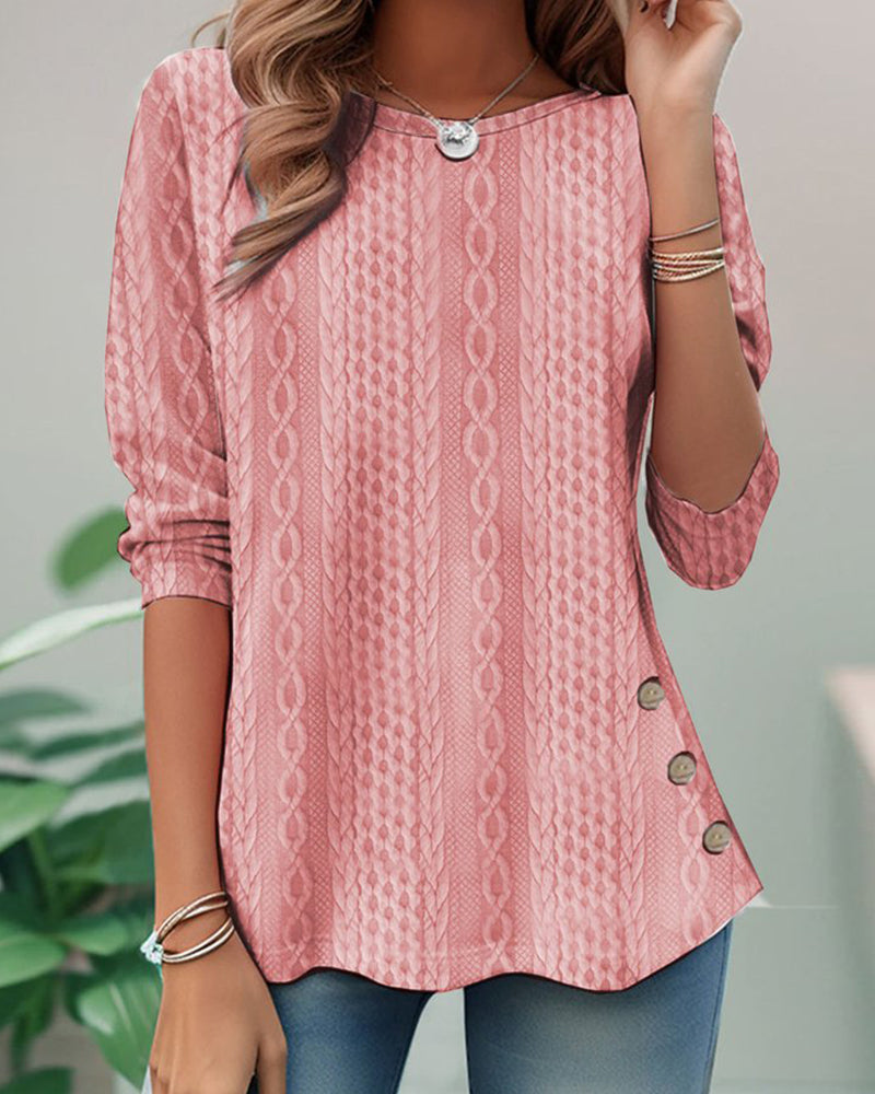 Enfärgad topp med rund hals