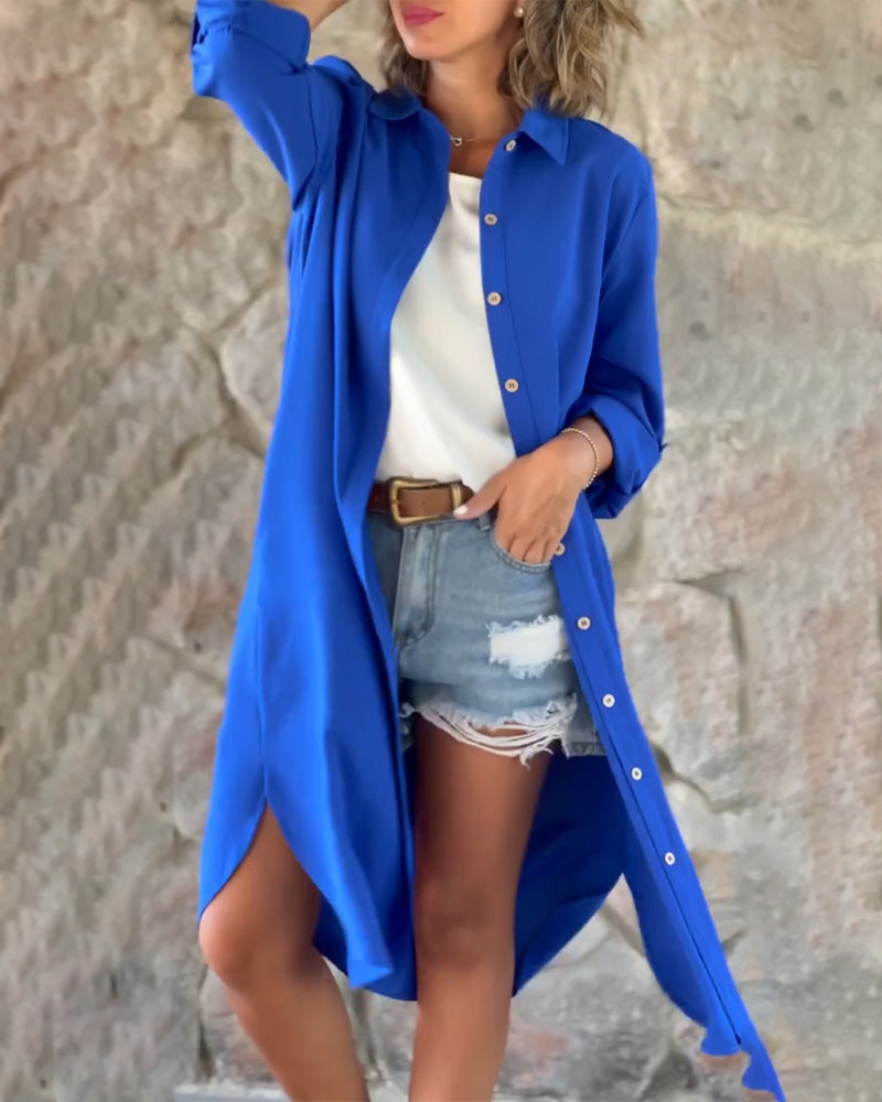 Enfärgad långärmad topp