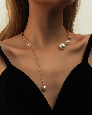 Faux pearl women's clavicle necklace