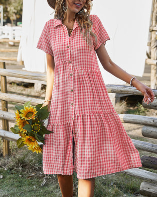 Fritidsskjortklänning i rutigt tryck