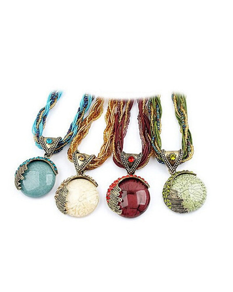 Boho-Handflätat Halsband med Hänge