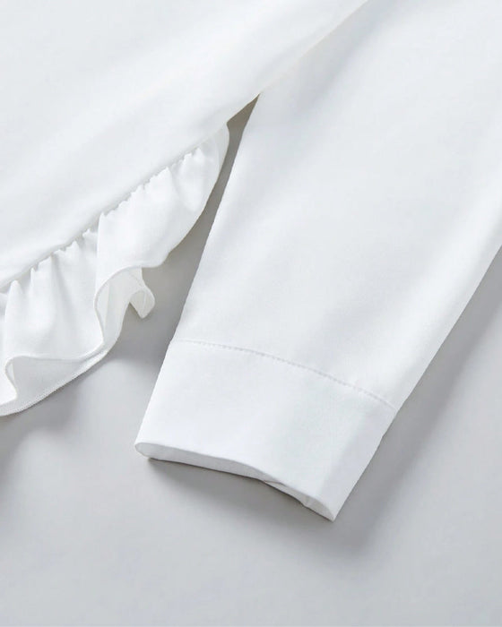 Lapel volang enfärgad skjorta