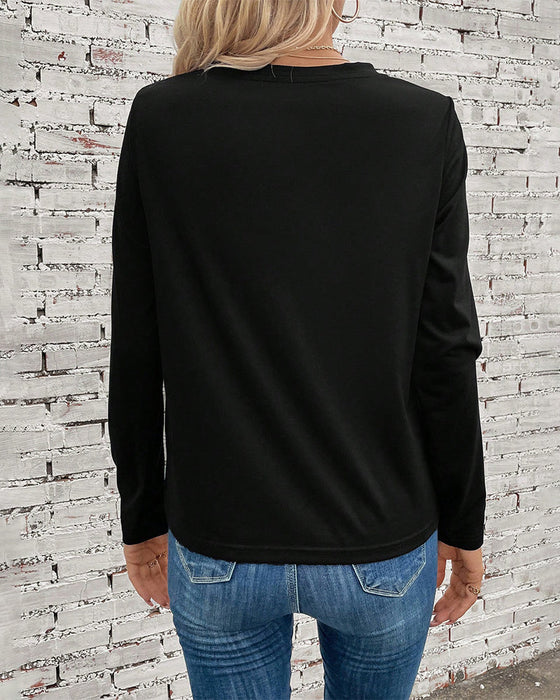 Ledig topp med rund hals med tryck