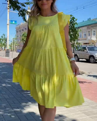 Enkel enfärgad casual klänning