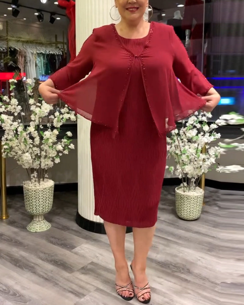 Elegant enfärgad tvådelad uppsättning för kvinnor