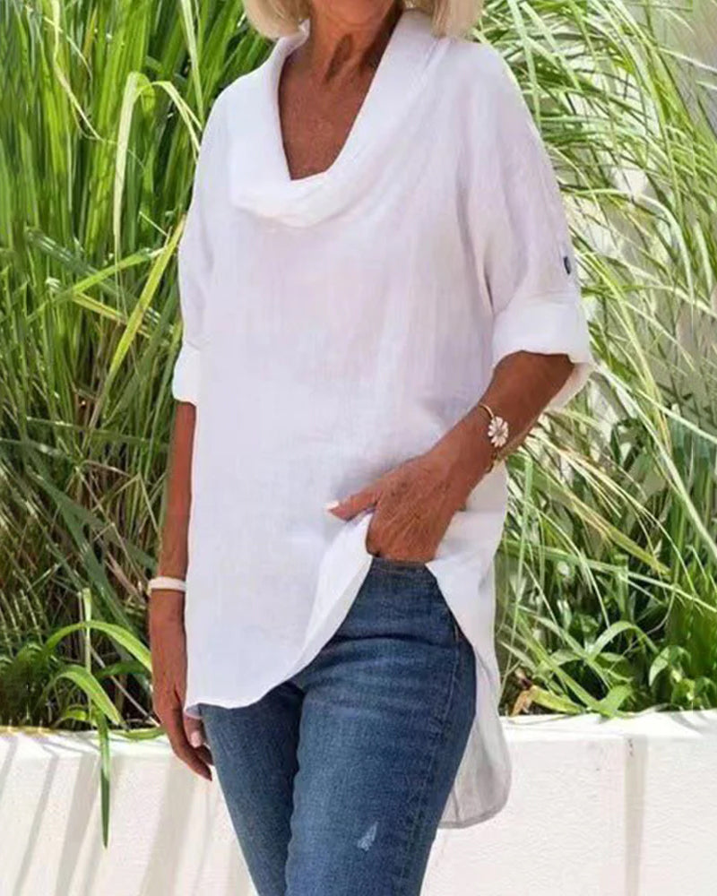 Enfärgad linneöverdel med halvärmar