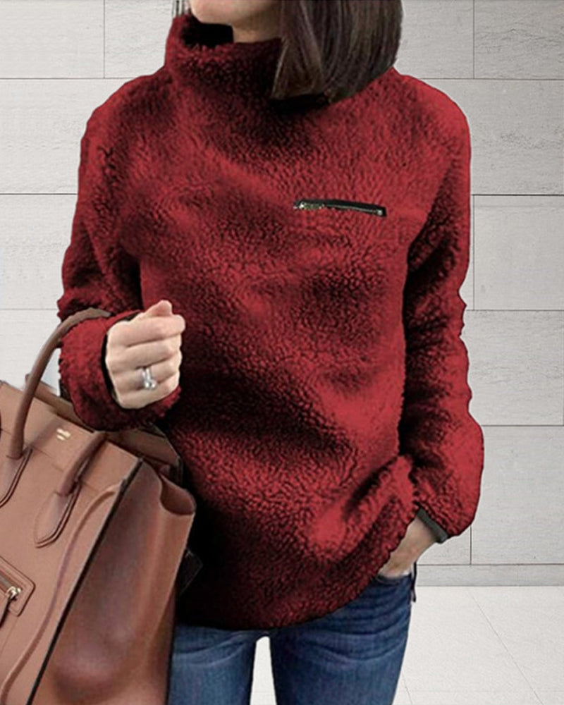 Enkel och varm topp med dragkedja