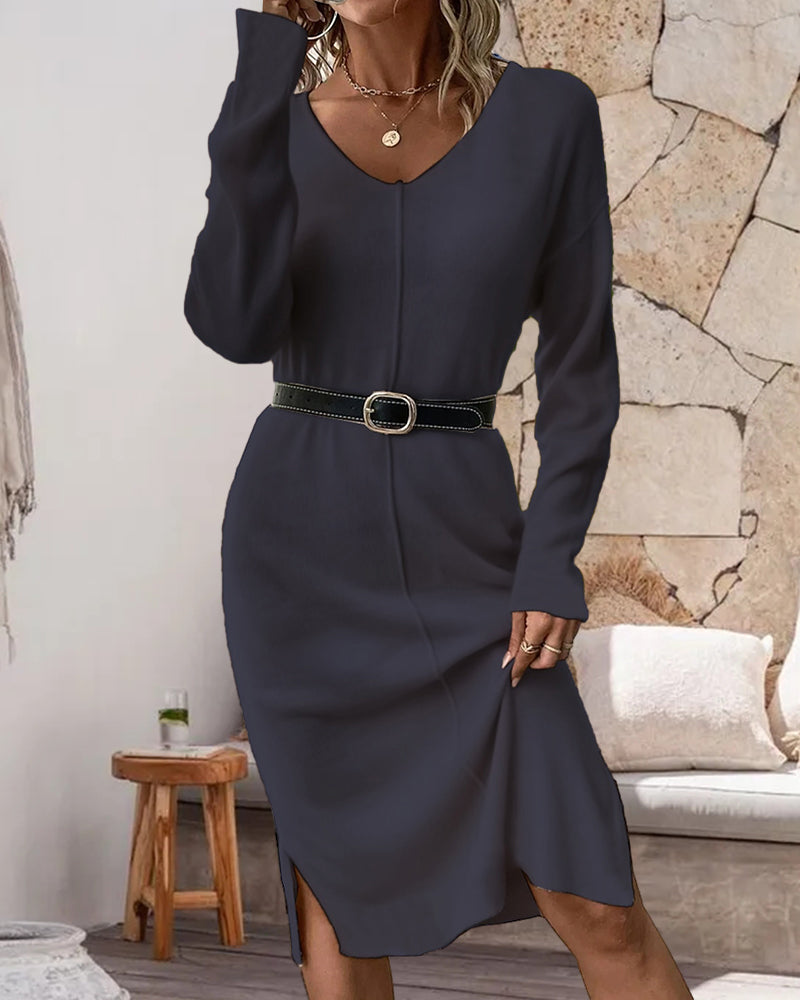 Elegant Klänning Med V-Ringning