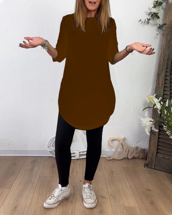 Mellanlång Topp Med Rund Hals