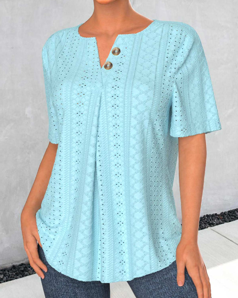 Kortärmad blus med delad hals