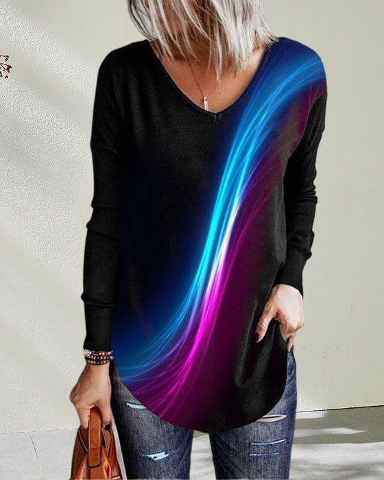 Långärmad topp med gradient tryck