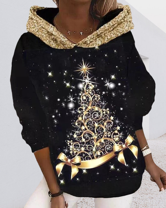 Luvtröja med julgranstryck