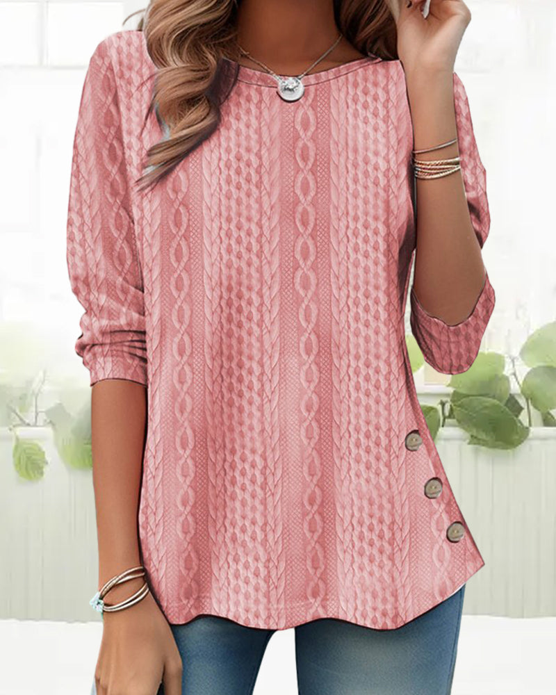 Enfärgad topp med rund hals