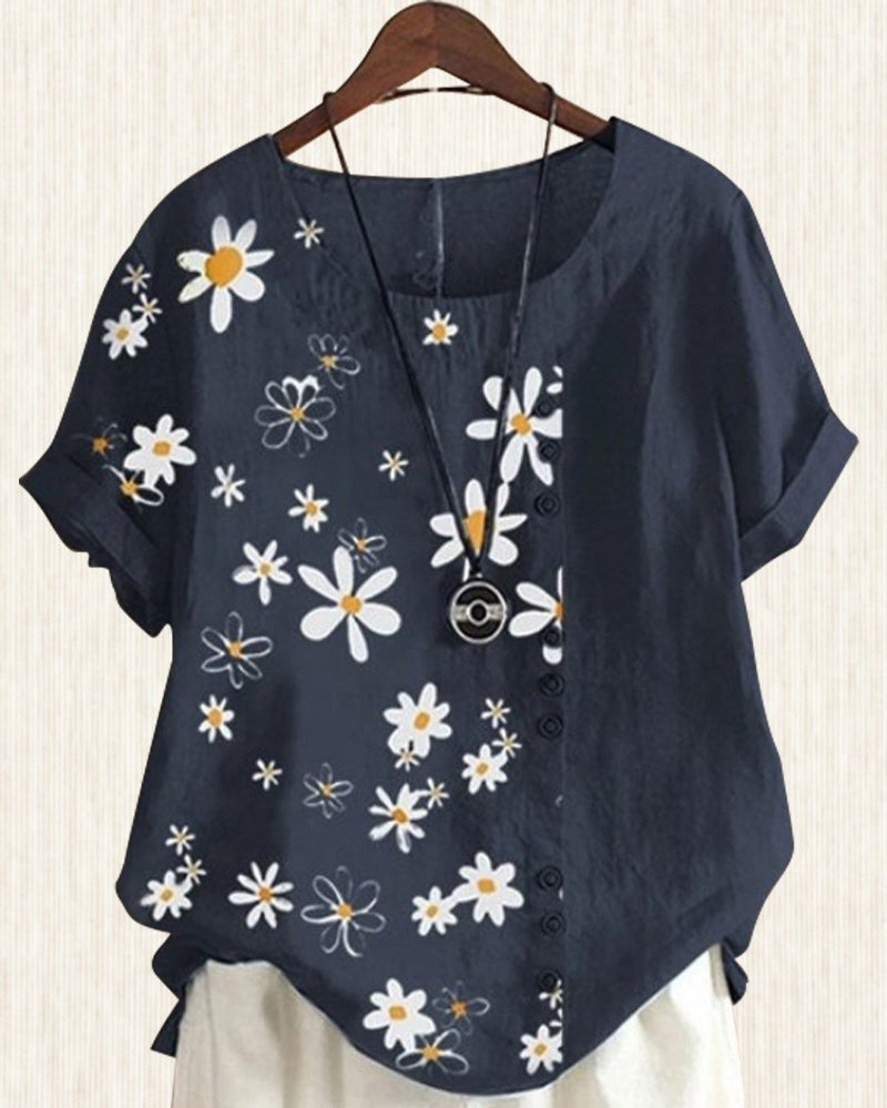 Lös kortärmad skjorta i bomull