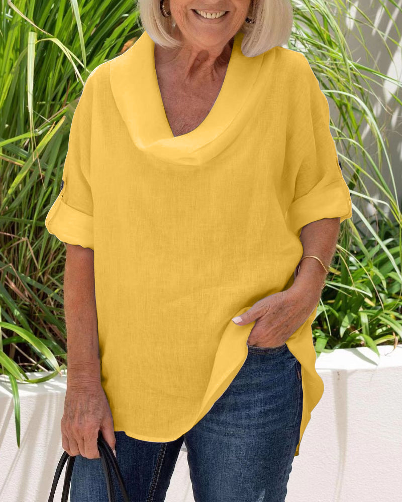 Enfärgad linneöverdel med halvärmar