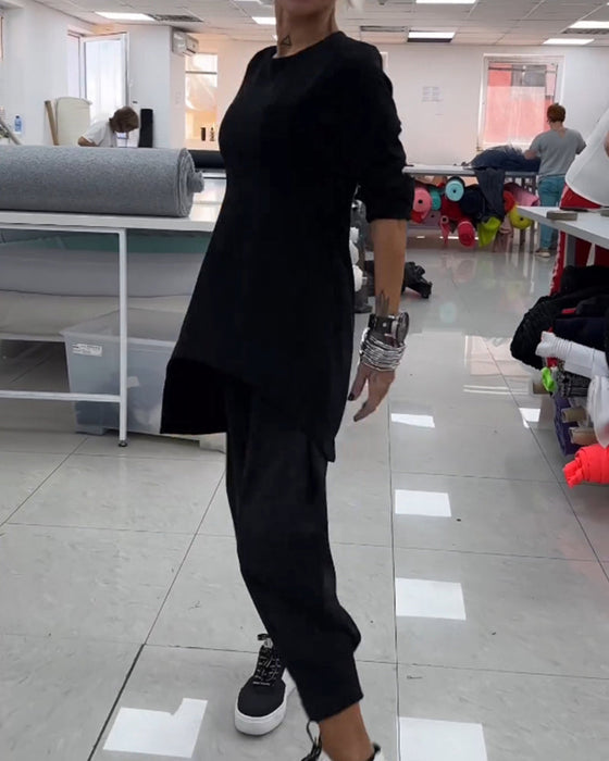 Mellanlång Tröja med rund hals