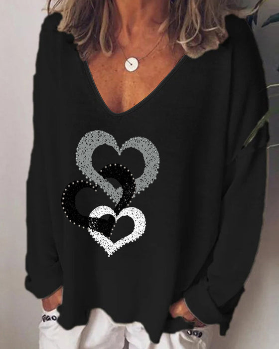 Långärmad Topp med Hjärttryck