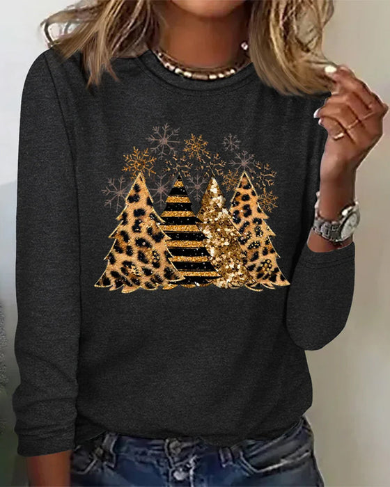 Topp med långa ärmar och julgransgrafik