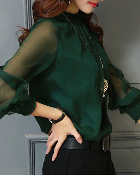 Enfärgad blus med lykthylsa