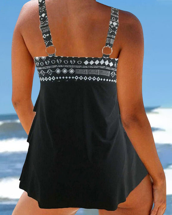 Klassiskt geometriskt tryck Tankinis