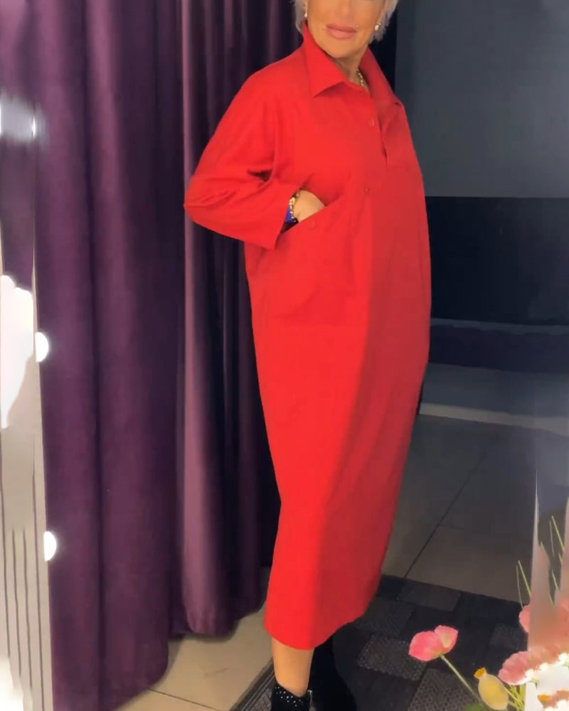 Klänning med avslappnad passform och skjortkrage