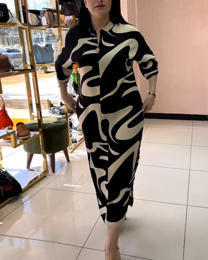 Klänningar med kontrasterande färger och tryck