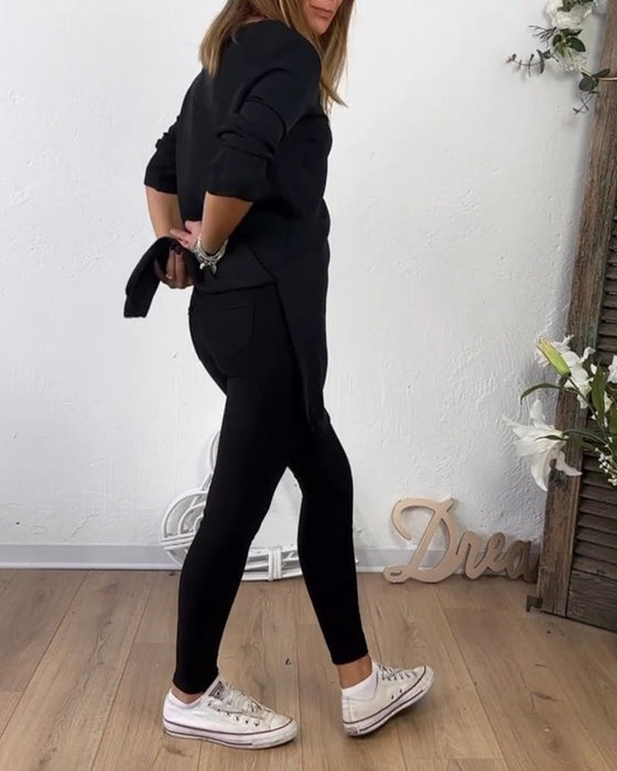 Mellanlång Topp Med Rund Hals