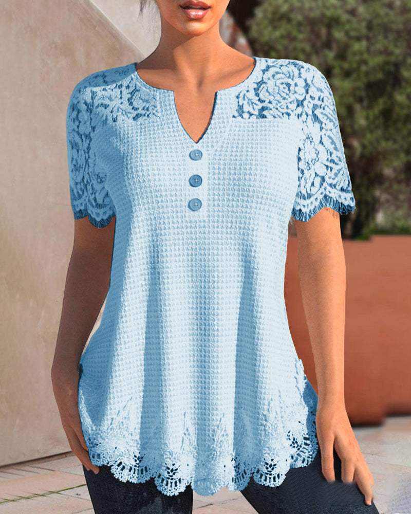 Kortärmad spets T-shirt