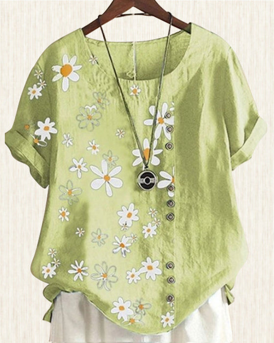 Lös kortärmad skjorta i bomull