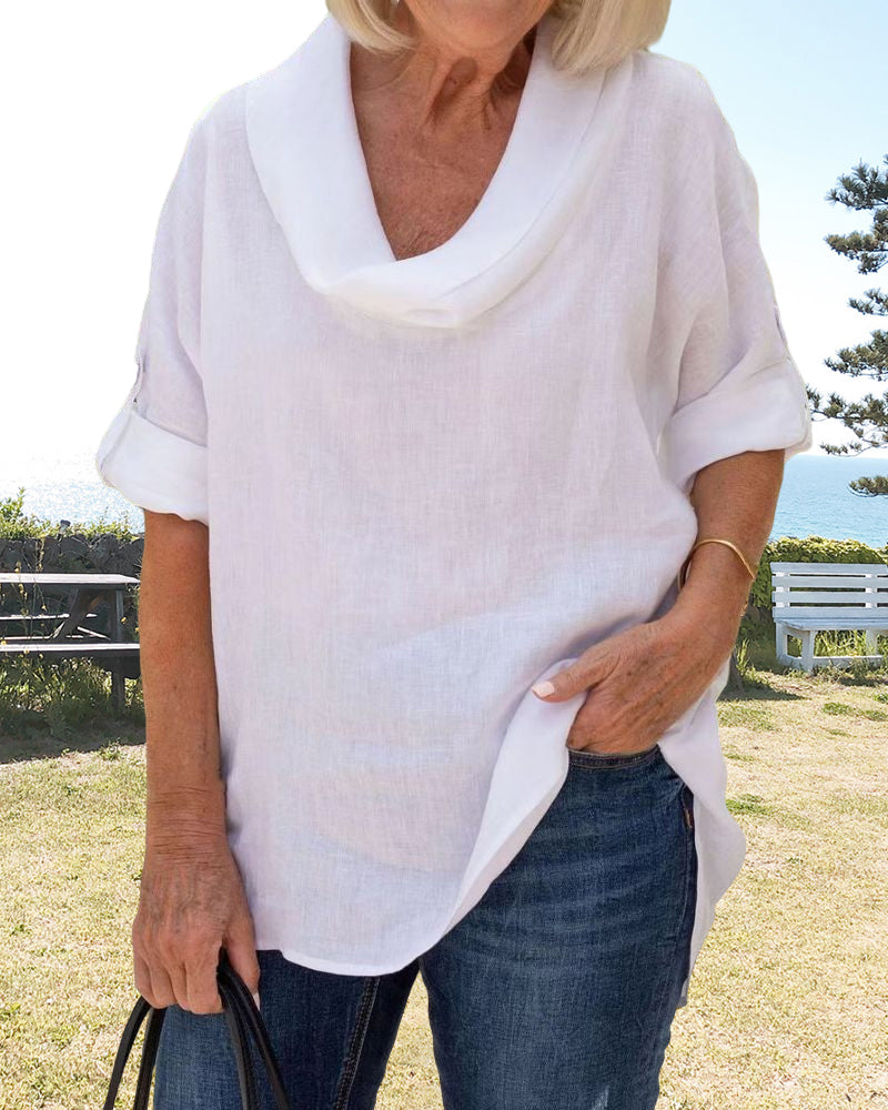 Enfärgad linneöverdel med halvärmar