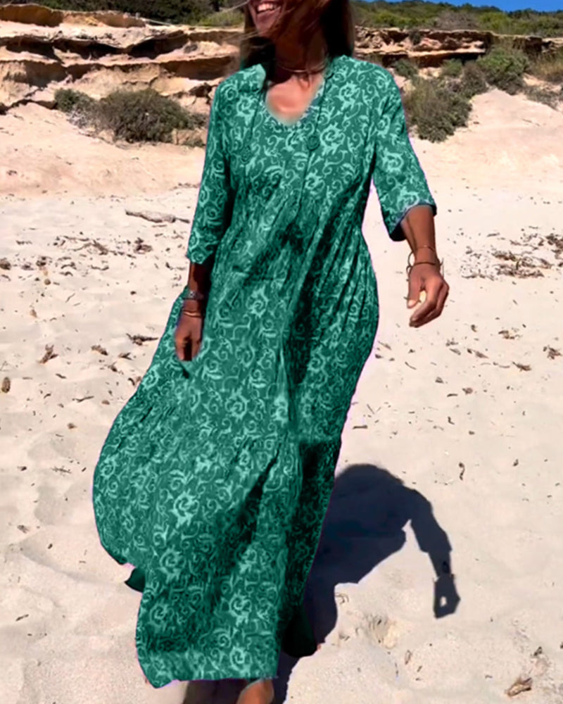 Lös 3/4-ärmad klänning