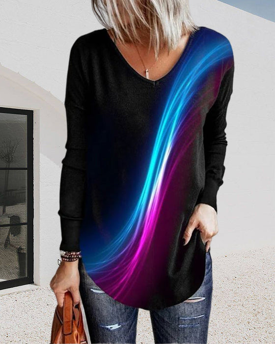 Långärmad topp med gradient tryck