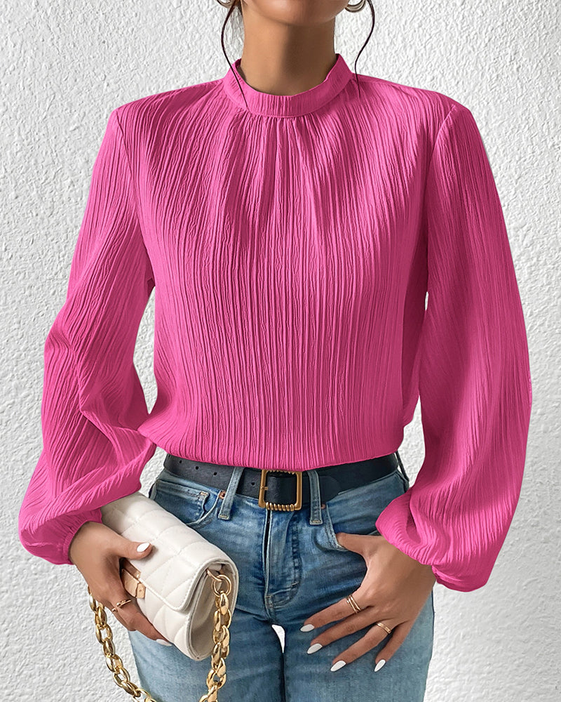 Puffärm elegant enfärgad blus