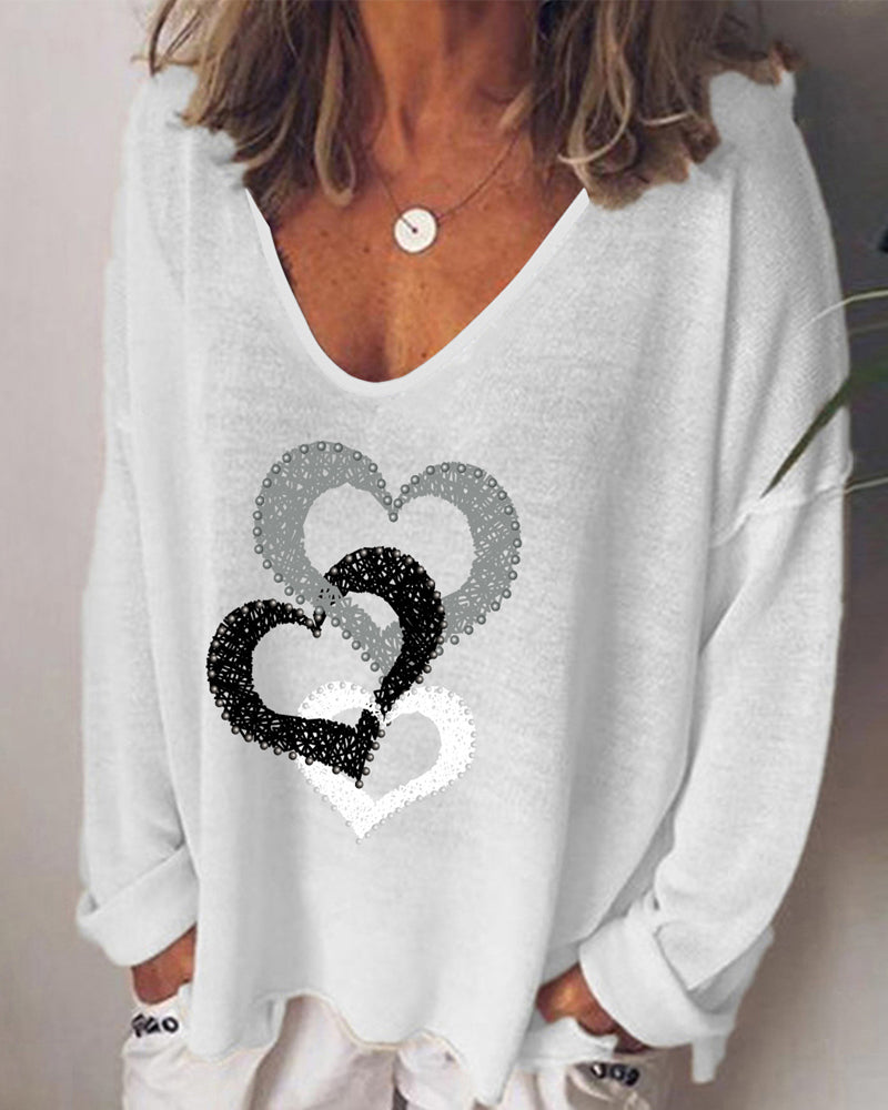 Långärmad Topp med Hjärttryck