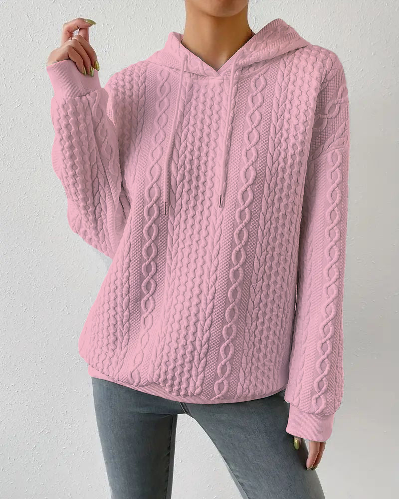 Avslappnad enfärgad hoodie