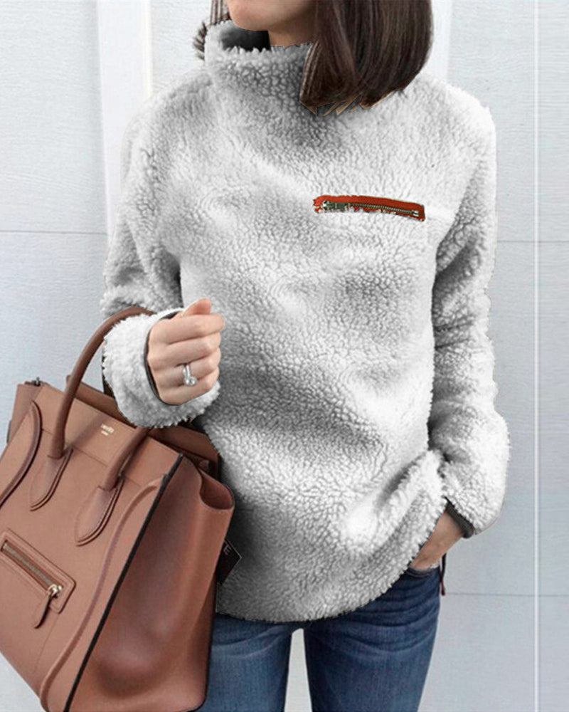 Enkel och varm topp med dragkedja