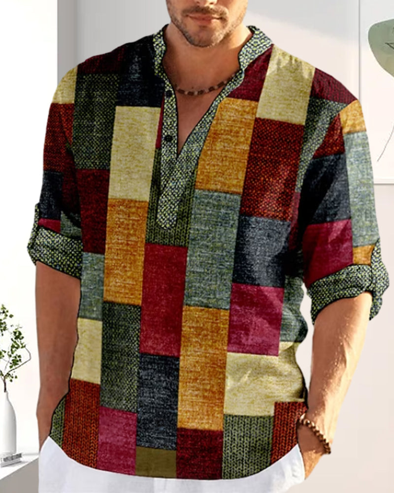 Halvärmad skjorta med färgblock