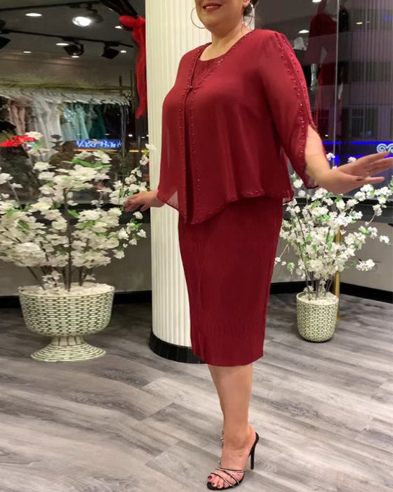 Elegant enfärgad tvådelad uppsättning för kvinnor