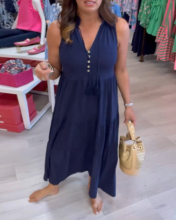 Casual klänning utan ärmknappar