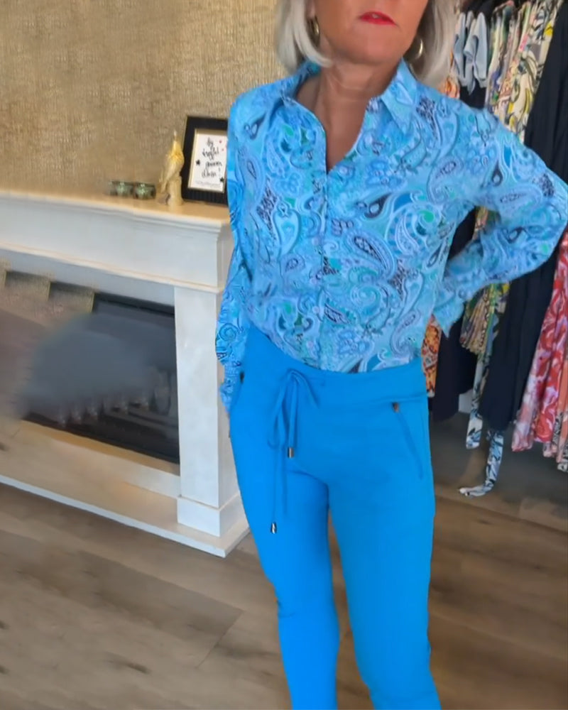 Långärmad semesterskjorta med tryck