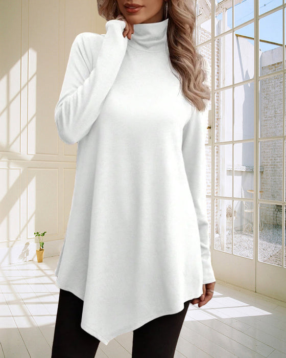 Enfärgade toppar med hög hals