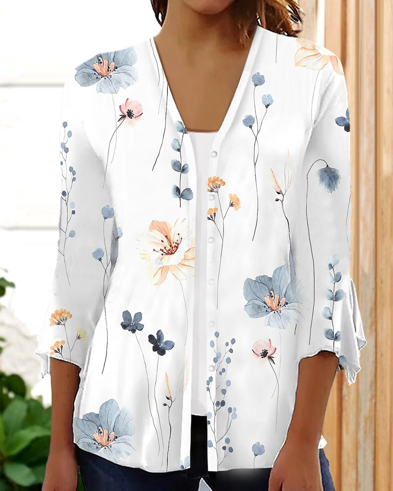 Falsk tvådelad topp med 3/4 ärm