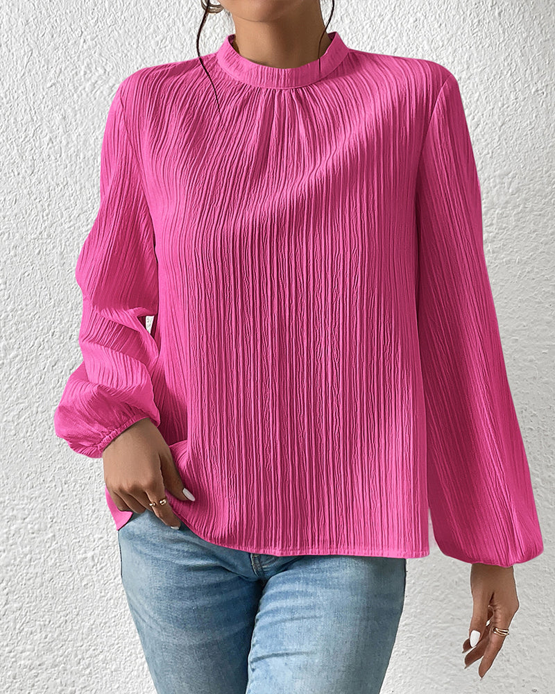 Puffärm elegant enfärgad blus